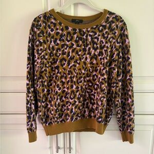 J. Crew Animal Print Sweater - Brown, lilac and black